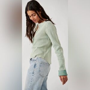 Free People
Colt Top Waffle Knit V-Neck Long Sleeve Thermal Top